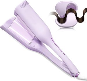 Anti-Scald Hair Crimper, 2 Barrel Ionic Wavy Hair Curler For Women, 1.4 Inch Fast Heating Curling Wand, 4 Temp Ceramic Hair Waver, Crimper Hair Iron F