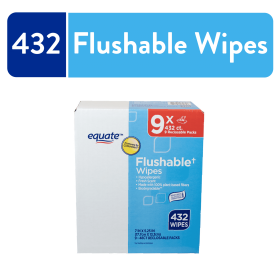 Equate Fresh Scent Flushable Wipes, 9 Resealable Packs of 48 Wipes (432 Total Wipes)