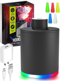 Black Hookah Pump Hookah Starter with 1000 mAh Rechargeable Battery Electric Hookah Starter Vacuum Kit with Led Light Mini Hookah Vacuum Starter Unive