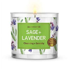 Large Sage + Lavender, Smudge Candle for House Energy Cleansing and Serenity