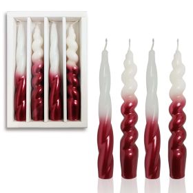 XINAOBAOLUO 4Red Taper Candles - Spiral Dripless (2 Pack)