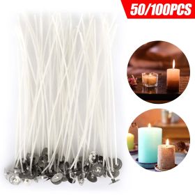 100Pcs 6in Natural Cotton Candle Wicks, TSV Pre-waxed Low Smoke Candle Wicks for Candles Making, Lead-free, Non-Toxic, Luminous