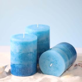 Meltone Strong Ocean Scented Pillar Candles,50+ Hrs Long Burning Candles3 Pack Blue Candles for Home Scented (3x4'')