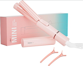 Mini Curling Iron For Short Hair,Travel Curling Iron,Ceramic Small Curling Wand,Barrel Hair Curling Iron 1 Inch Heat-Up Fast,Pink Portable Hair Curler (Color: Pink)