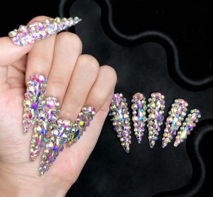 Handmade Press On Nails Luxury,False Nails with 3D Jellery,Handmade Painted Nail Art (Small,Medium,Large) (Color: Small)