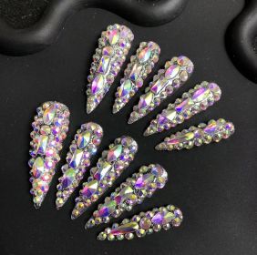 Handmade Press On Nails Luxury,False Nails with 3D Jellery,Handmade Painted Nail Art (Small,Medium,Large) (Color: Medium)